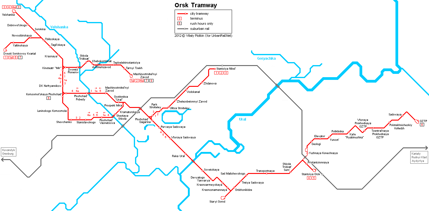 Orsk tram map