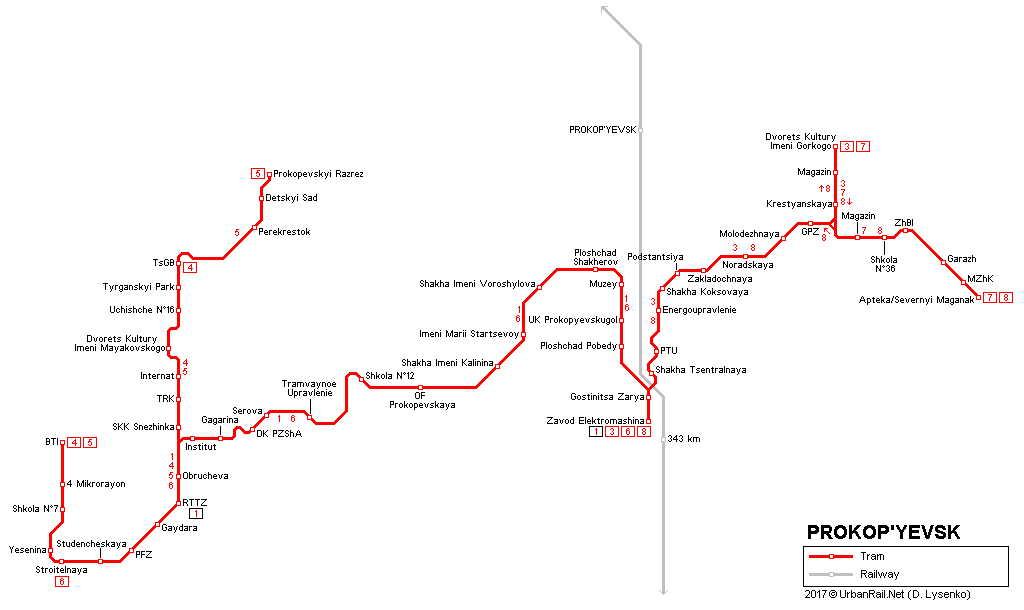 Prokopyevsk tram map