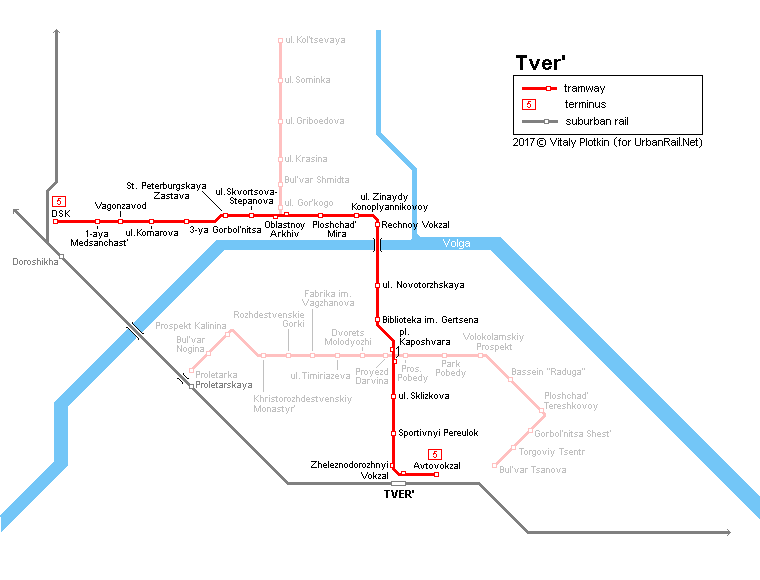 Tver Tram System Map