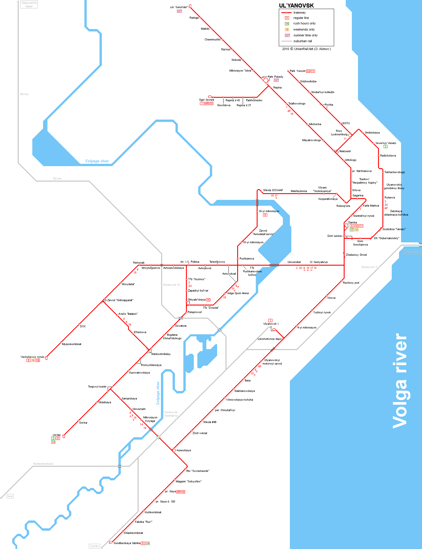 Ulyanovsk tram map