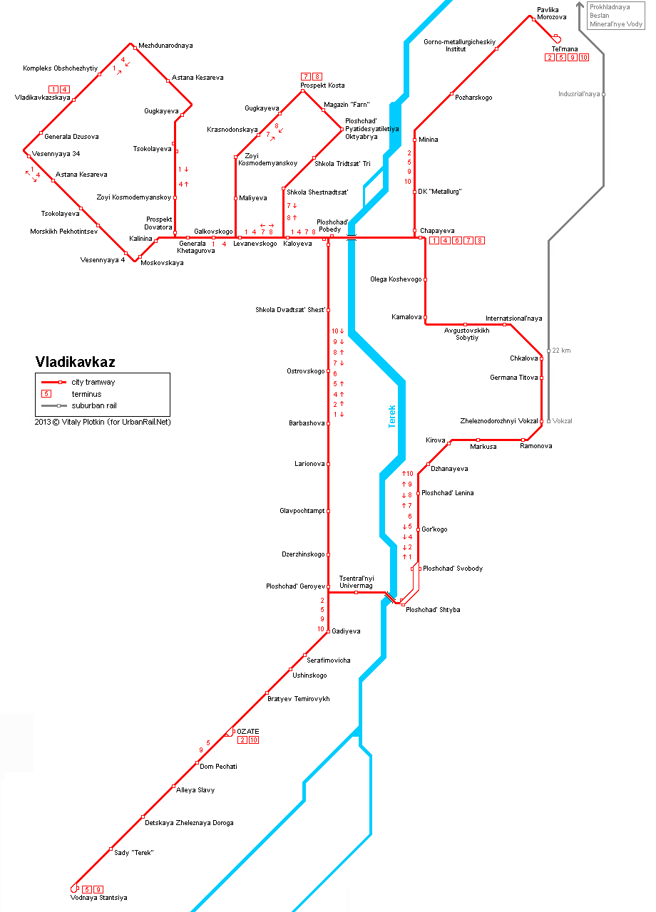 Vladikavkaz tram map