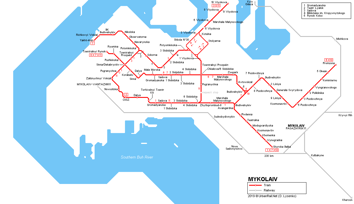Mykolaiv tram map