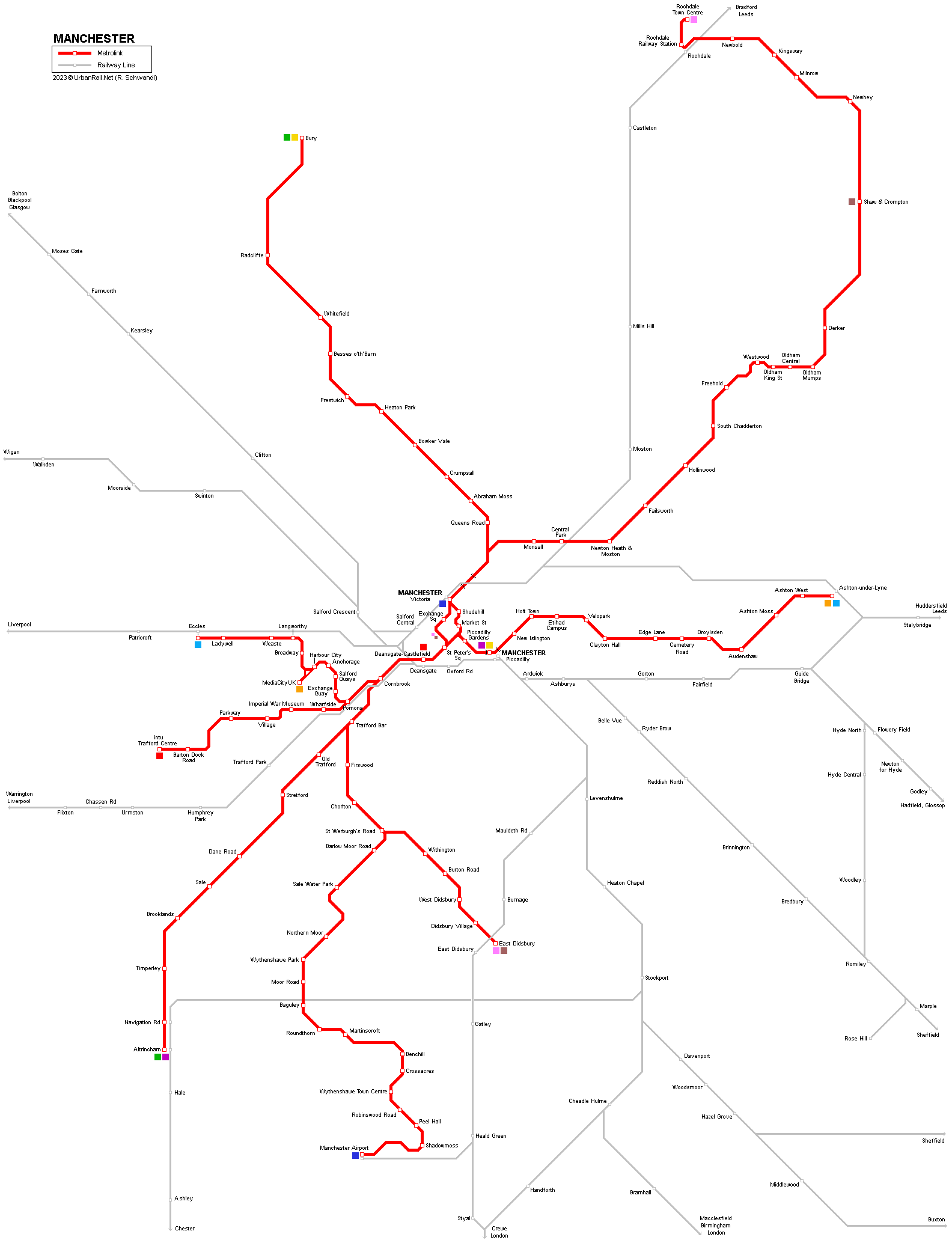 Manchester Metrolink Map © Robert Schwandl